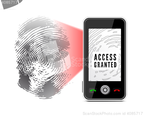 Image of Smartphone scanning a fingerprint.