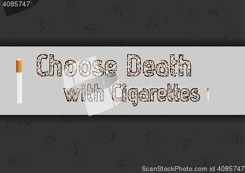 Image of cigarettes and skulls on dark background