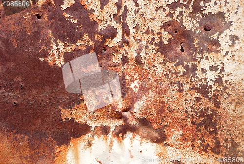 Image of old rusty painted metal wall