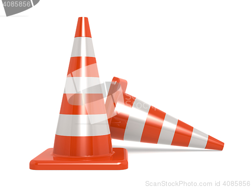 Image of Traffic cones isolated on white