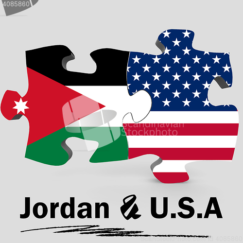 Image of USA and Jordan flags in puzzle 