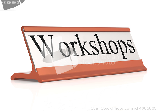 Image of Workshops table tag isolated with white background