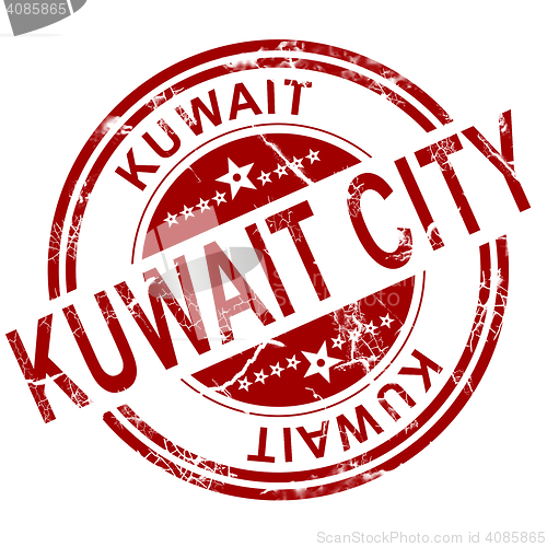 Image of Red Kuwait city stamp 
