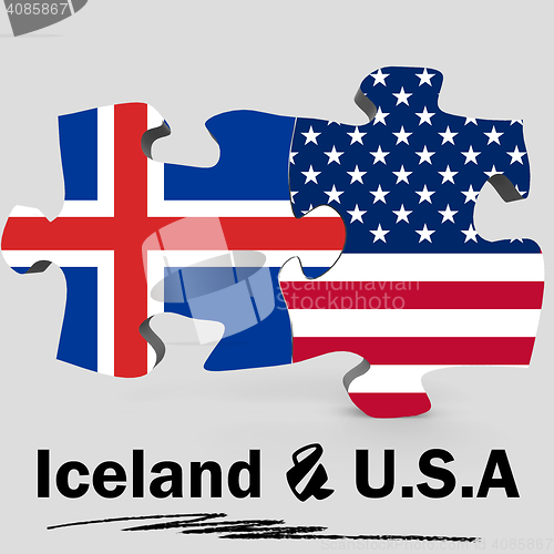 Image of USA and Iceland flags in puzzle 