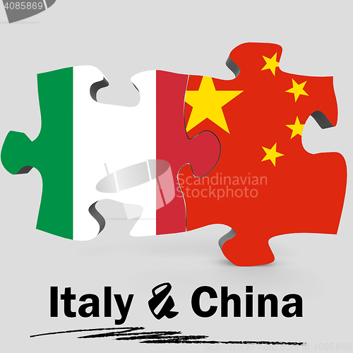 Image of China and Italy flags in puzzle 