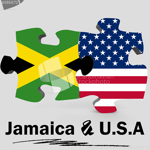 Image of USA and Jamaica flags in puzzle 