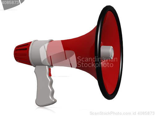 Image of Red megaphone isolated on white