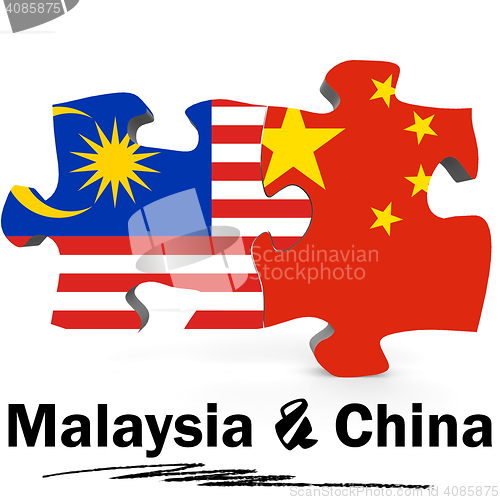 Image of China and Malaysia flags in puzzle 