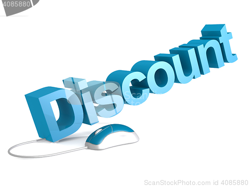 Image of Discount word with blue mouse