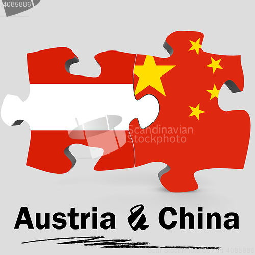 Image of China and Austria flags in puzzle 