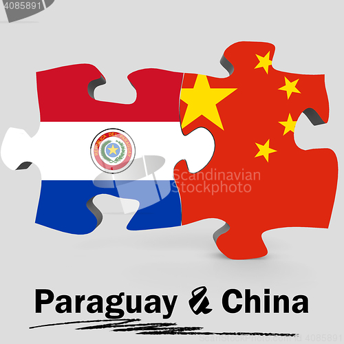 Image of China and Paraguay flags in puzzle 