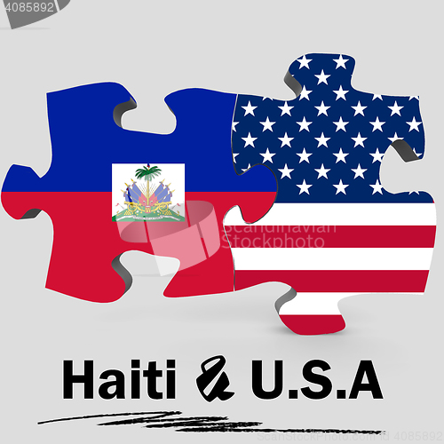 Image of USA and Haiti flags in puzzle 