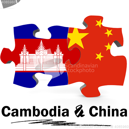 Image of China and Cambodia flags in puzzle 