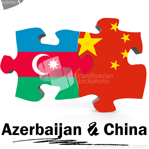 Image of China and Azerbaijan flags in puzzle 