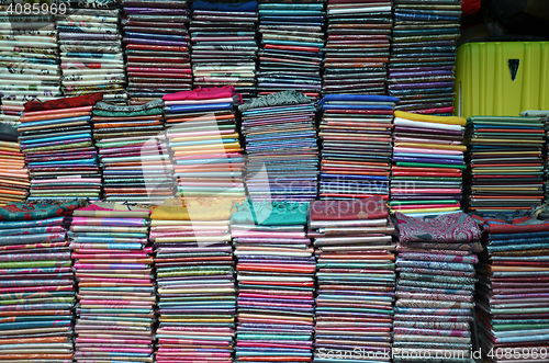 Image of Khmer cloths for sale at a market