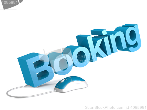 Image of Booking word with blue mouse