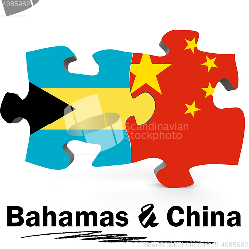 Image of China and Bahamas flags in puzzle 