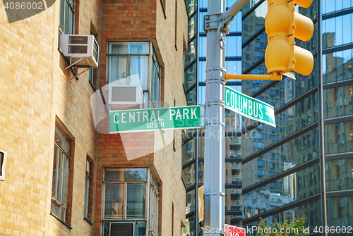 Image of Central Park sign in New York City, USA