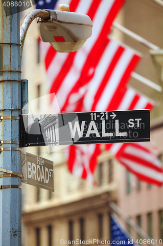 Image of Wall street sign in New York City