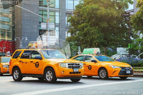 Image of Yellow cabs in New York City