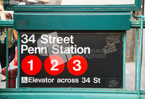 Image of Penn Station and 34th street subway sign