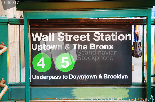 Image of Wall Street subway sign