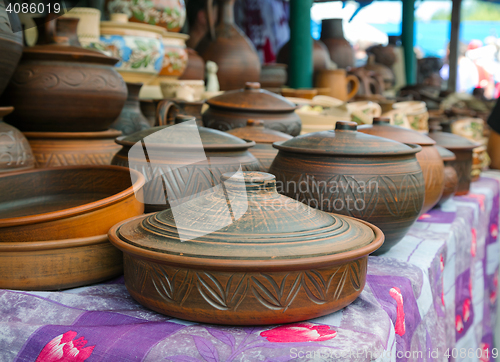 Image of Traditional Ukrainian ceramic jugs