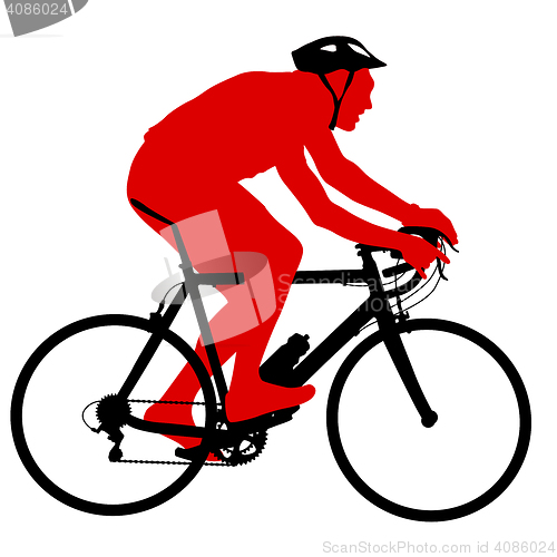 Image of Silhouette of a cyclist male.  illustration.