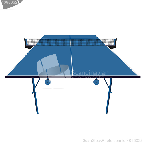 Image of Ping pong blue table tennis. illustration.