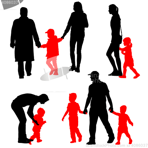 Image of Black silhouettes Family on white background. illustratio