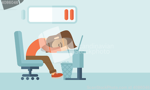 Image of Lying tired employee.