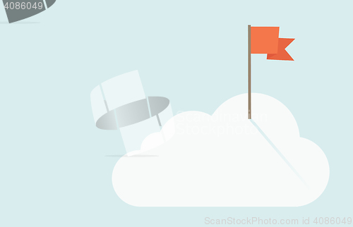 Image of Red flag on top of the cloud.