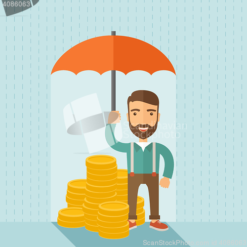 Image of Businessman with umbrella