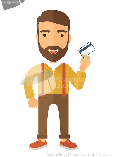 Image of Business man holding credit card