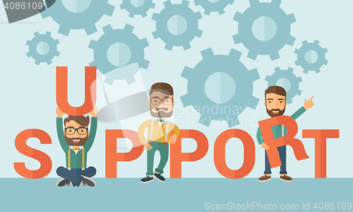 Image of Men with support sign