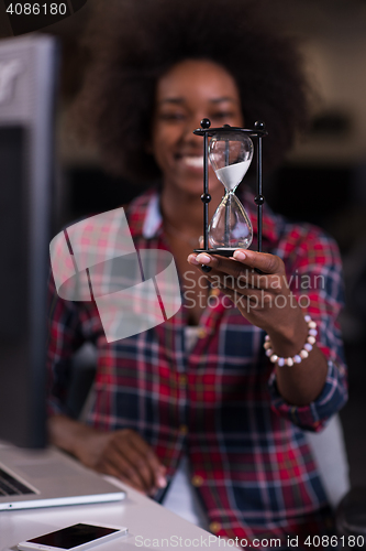 Image of portrait of a young successful African-American woman in modern 