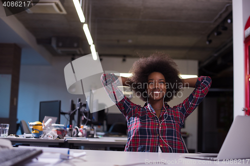 Image of portrait of a young successful African-American woman in modern 