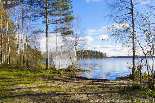 Image of Autumn nature, forest lake