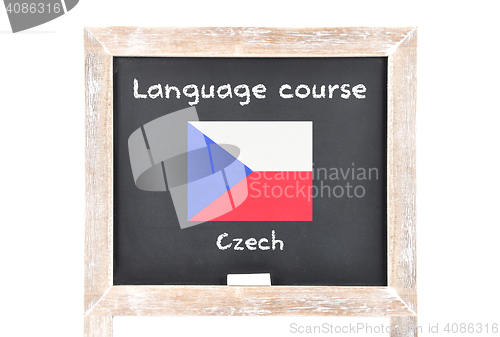 Image of Language course with flag on board