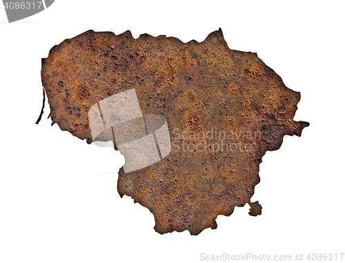 Image of Map of Lithuania on rusty metal