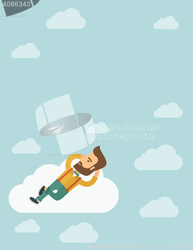 Image of Beard man lying on a cloud