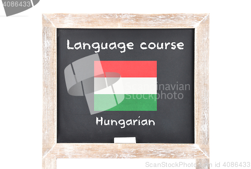 Image of Language course with flag on board