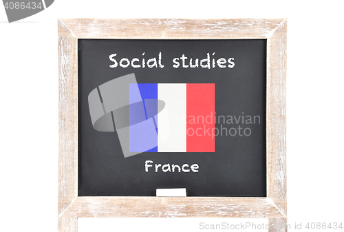 Image of Social studies with flag on board