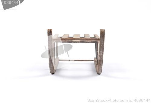 Image of Wodden sleigh on white background