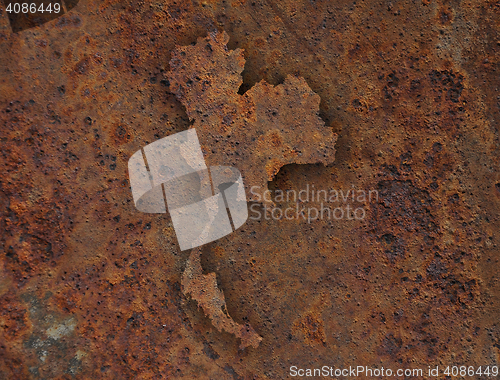 Image of Map of Thailand on rusty metal