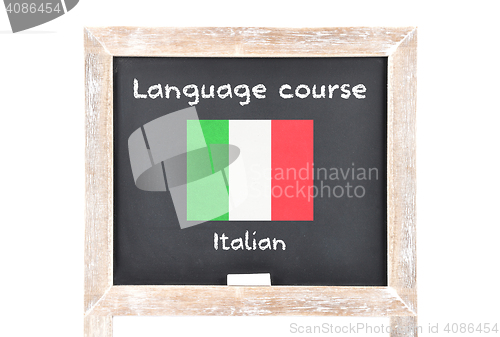 Image of Language course with flag on board