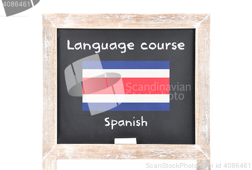 Image of Language course with flag on board