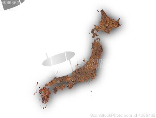 Image of Map of Japan on rusty metal