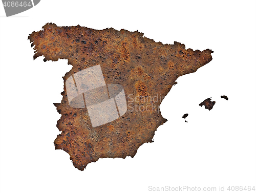 Image of Map of Spain on rusty metal
