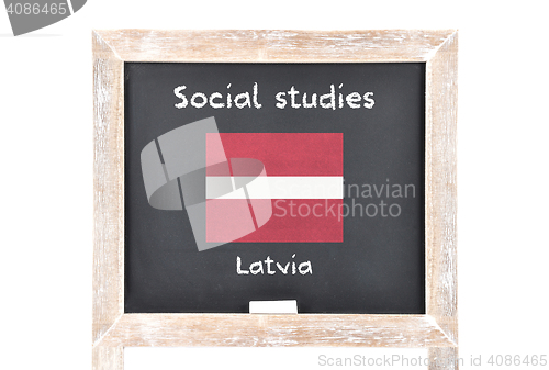 Image of Social studies with flag on board